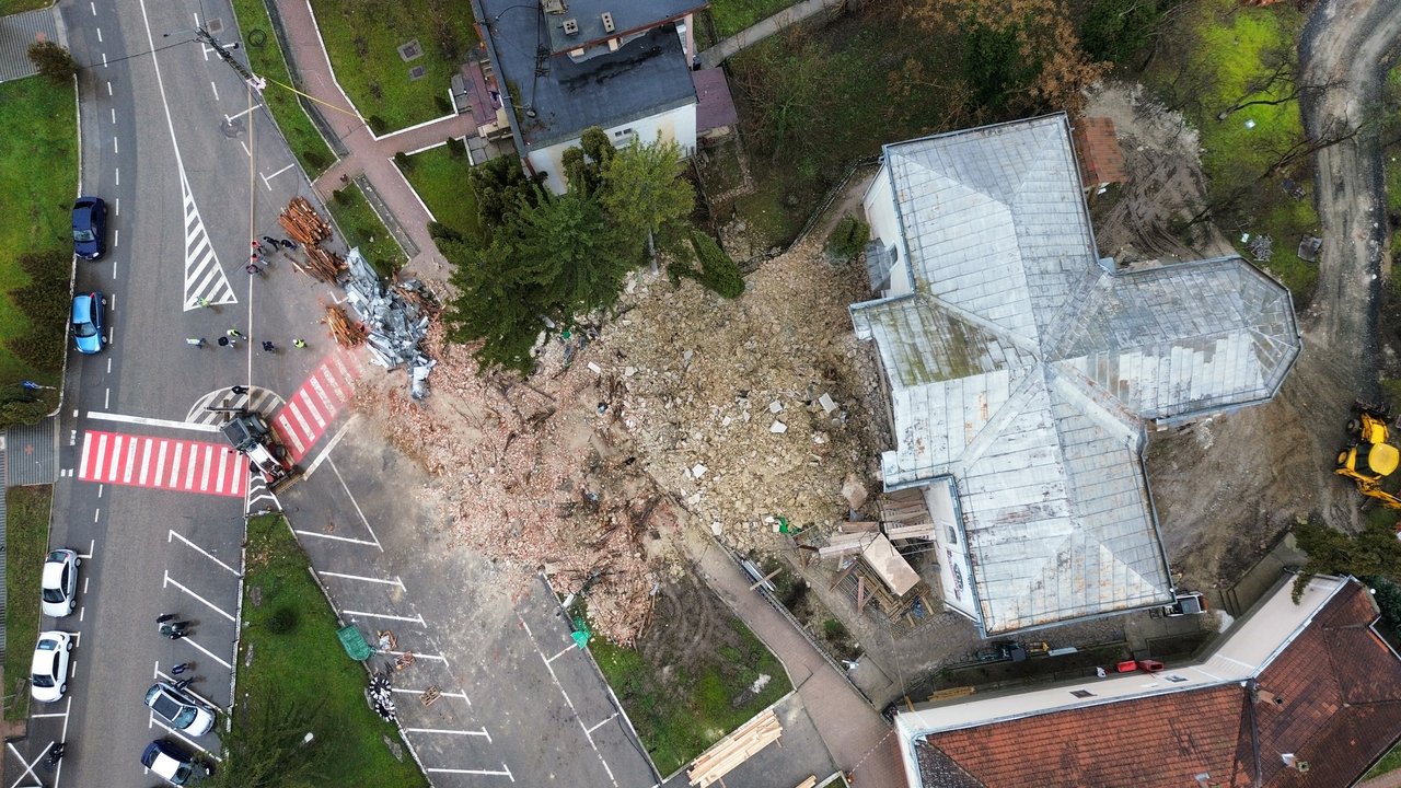 Szilágycseh leomlott templomtornya, 2026. február 4. - Fotó: Királyhágómelléki Református Egyházkerület / Torkos Márk Erik