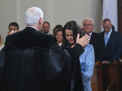 Novák Katalin köztársasági elnök, Balog Zoltán, áldás a Kálvin téri templomban, beiktatás MTIfotó bruzák noémi