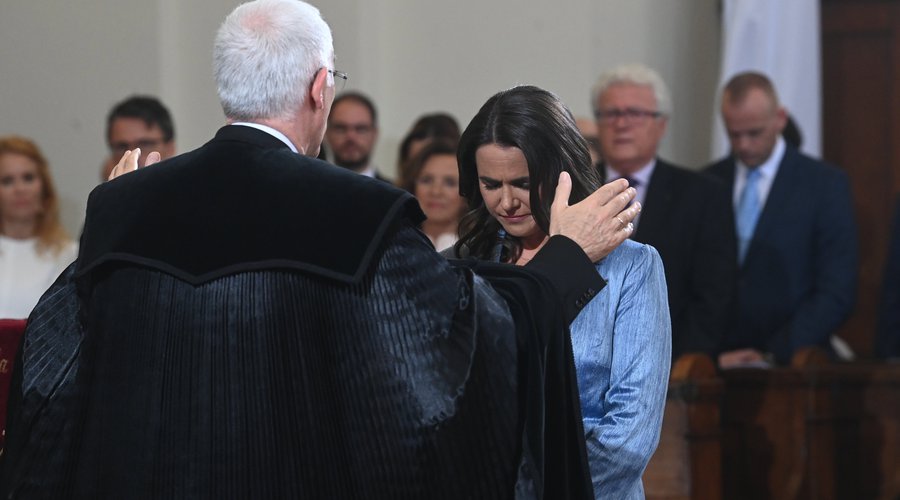 Novák Katalin köztársasági elnök, Balog Zoltán, áldás a Kálvin téri templomban, beiktatás MTIfotó bruzák noémi