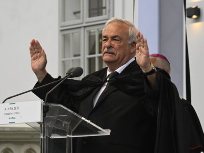 Kató Béla a geszti kastély átadásán 2024. június 4-én a nemzeti összetartozás napján Fotó: MTI/Koszticsák Szilárd