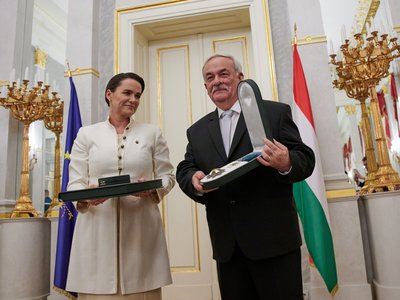 Novák Katalin. Kató Béla kitüntetése 2024. január 26. Budapest, Sándor-palota. Fotó: Magyaródi Milán