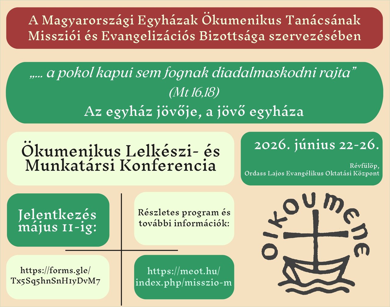 Plakát Ökumenikus missziói konferencia Révfülöp 2026
