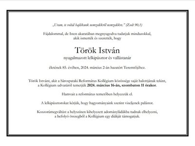 Török István gyászjelentés 2024 március