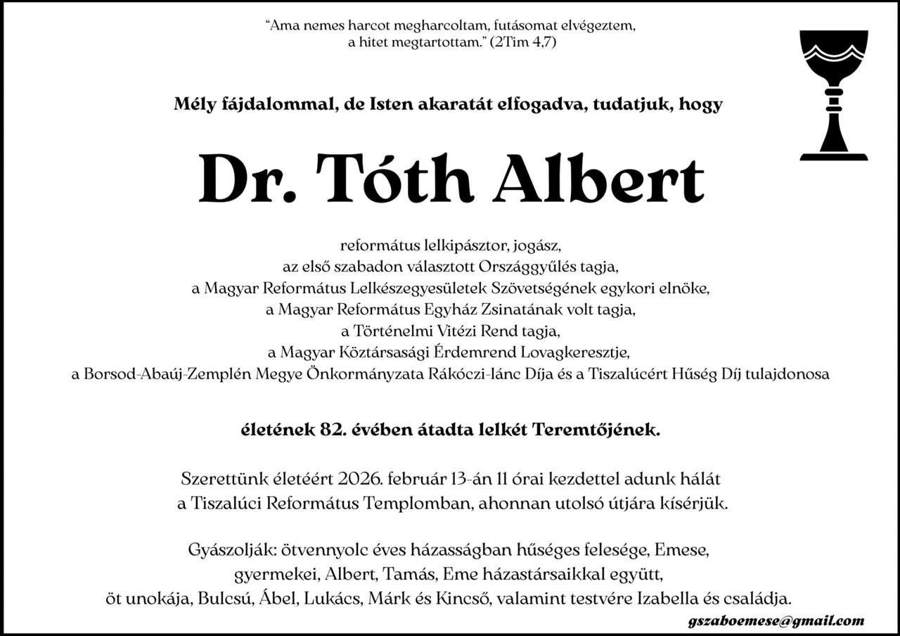 gyászjelentés_Tóth Albert