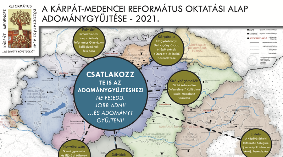 Református oktatási alap térkép Kárpát-medence